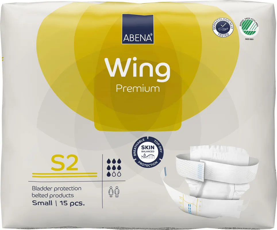 ABENA WING Small S2 - Inkontinenz-Vorlage mit Gürtel - 15 Stück Einzelpack Markenprodukt