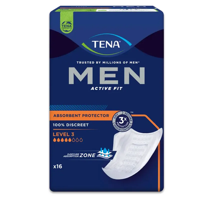 Schnäppchen TENA Men Active Fit Level 3 - Herreneinlagen - (16 Stück Packung)