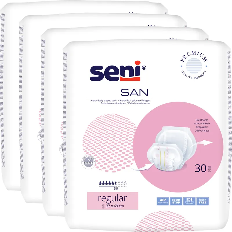 Seni SAN REGULAR - anatomische Vorlagen - 120 (4x30) Stück Nur Für Kurze Zeit
