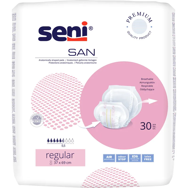 Seni SAN REGULAR - anatomische Vorlagen (30 Stück Einzelpack) Expressversand