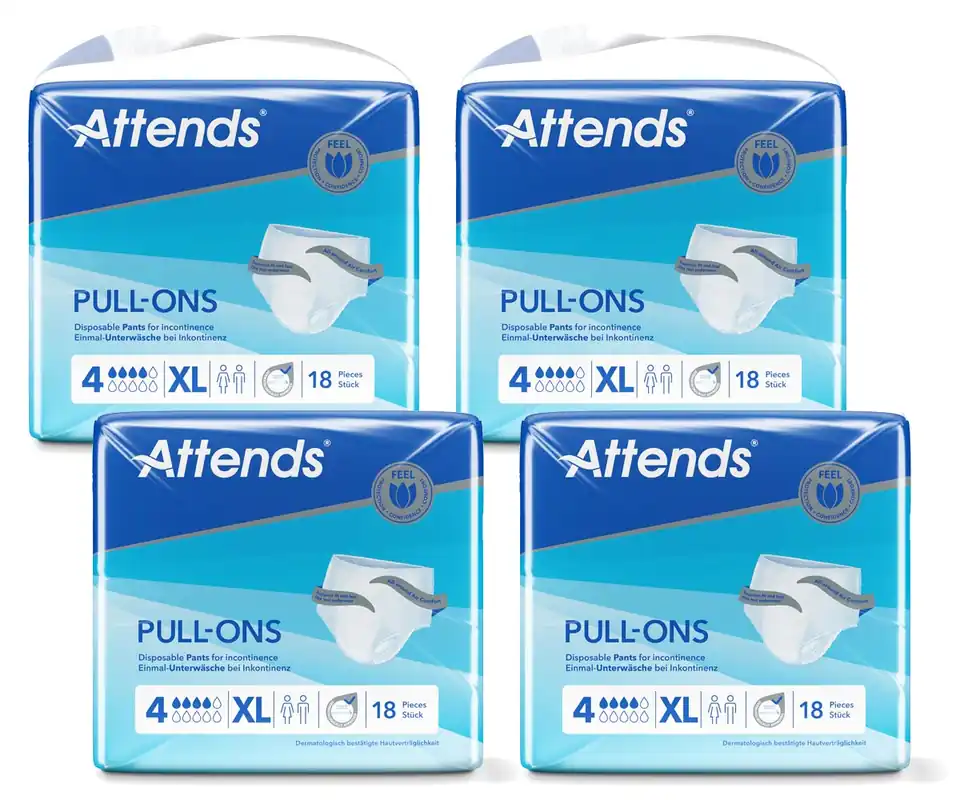 Zertifiziert ATTENDS Pull-Ons 4 - Inkontinenzpants - (XL) Extra-Large - 4x18 Stück