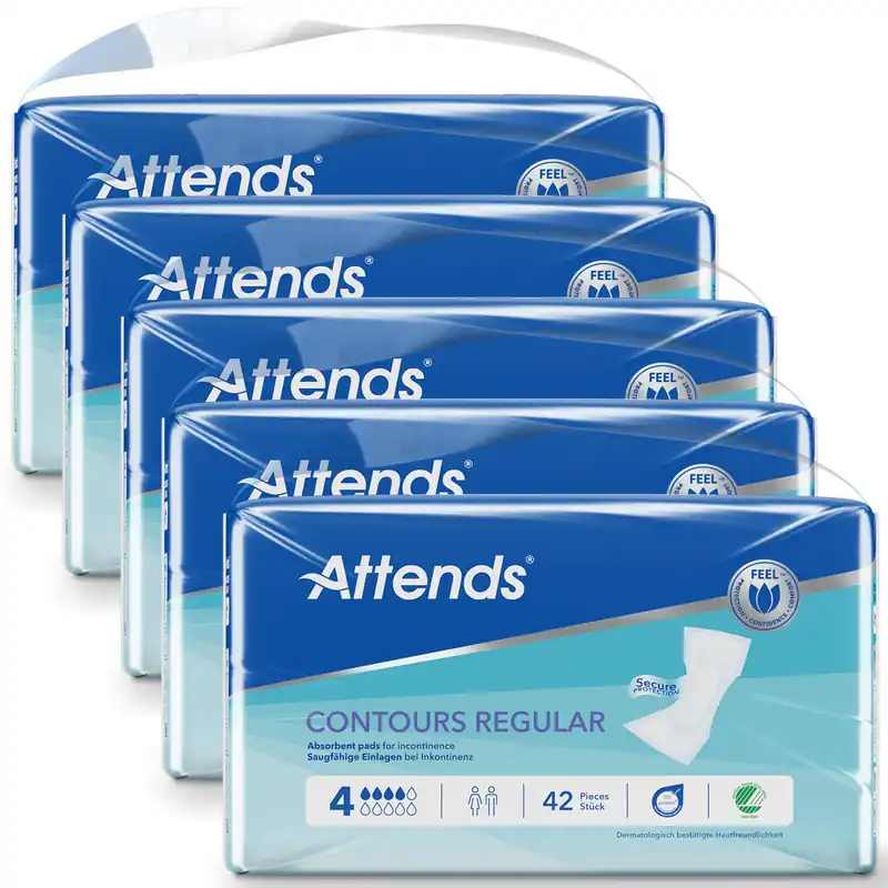 Neu Im Sortiment ATTENDS Contours Regular 4 - Inkontinenzvorlagen - 5x42 Stück