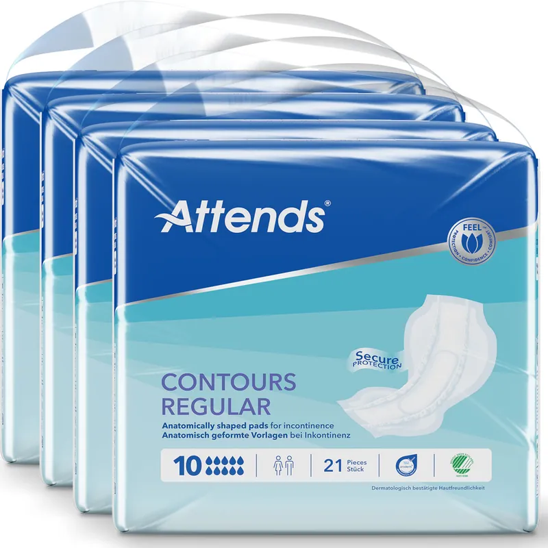Aktuell ATTENDS Contours Regular 10 - Inkontinenzvorlagen - 4x21 Stück