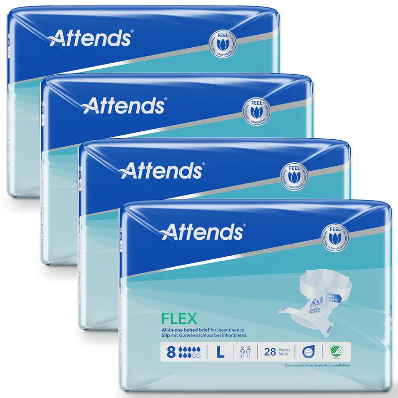 Versand Am Gleichen Tag ATTENDS Flex 8 - Vorlage mit Hüftbund, Large (L), 112 Stück