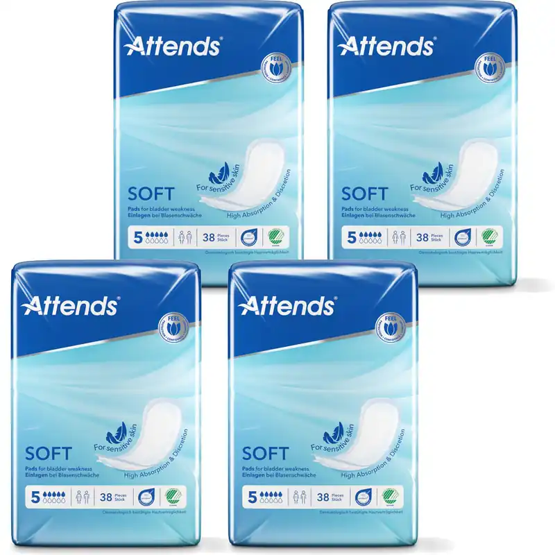 Neue Ware ATTENDS Soft 5 Maxi Plus - Inkontinenzeinlagen - 4x38 (152) St. Karton
