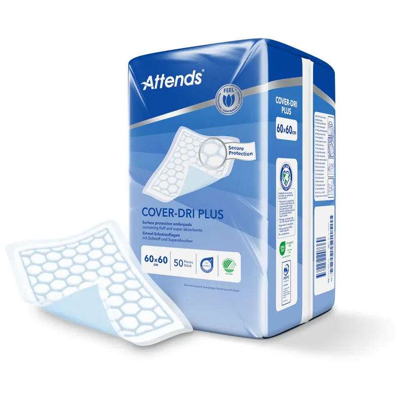 ATTENDS Cover-Dri Plus - Bettschutzeinlagen 60 x 60cm (200 Stück) Abverkauf