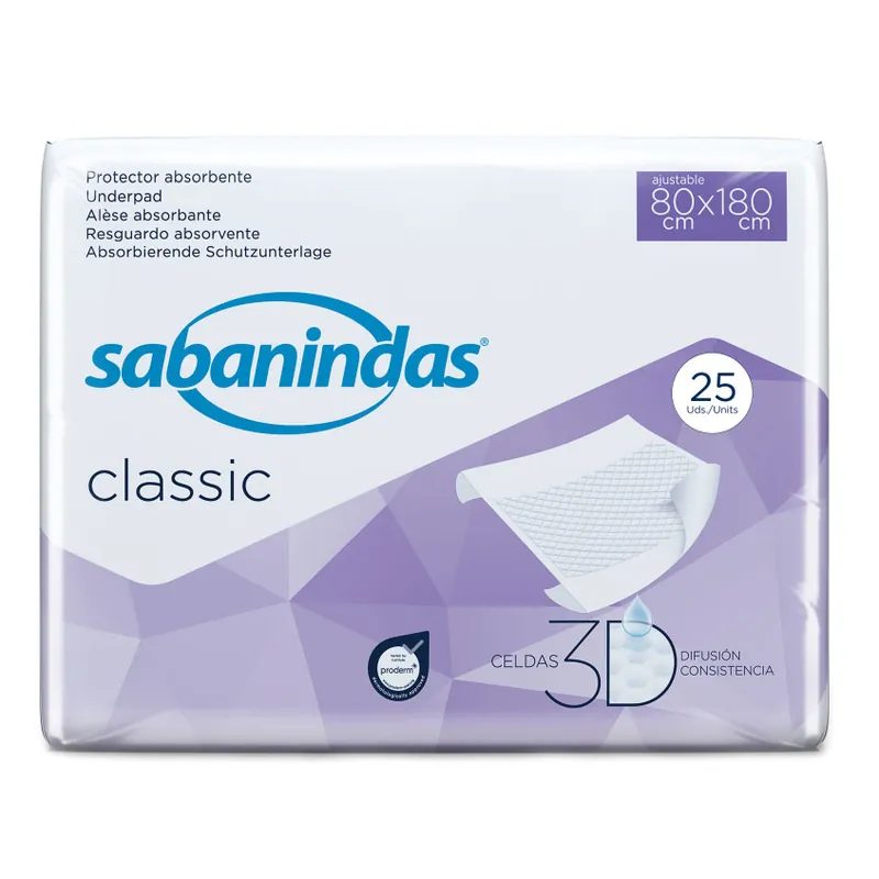SABANINDAS - CLASSIC - Flocken Unterlagen - mit Seitenflügeln 80 x 180cm (25 St. Pack) Preisreduziert