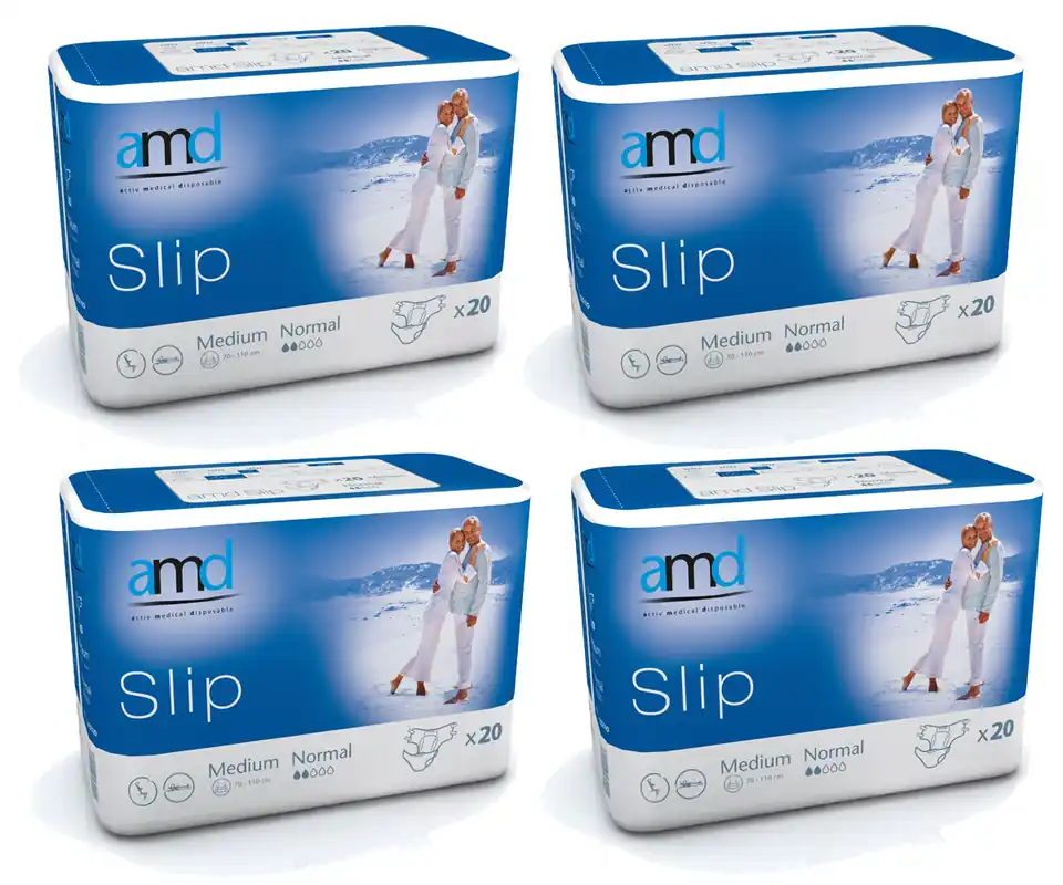 Neu AMD SLIP - (NORMAL) - Inkontinenzwindeln - Gr. Medium (M) - 4x20 St. Karton