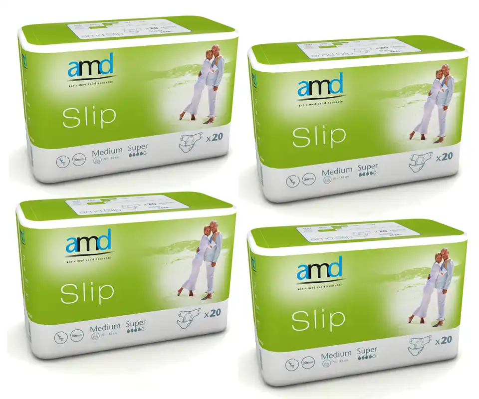AMD SLIP - (SUPER) - Inkontinenzwindeln - Gr. Medium (M) - 4x20 St. Karton Solange Der Vorrat Reicht