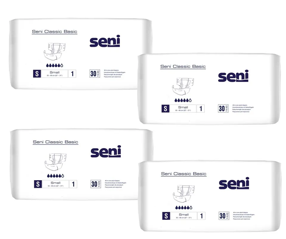 Bestpreis SENI CLASSIC BASIC - Windelhosen - Gr. 1 Small 4x30 (120) Stück