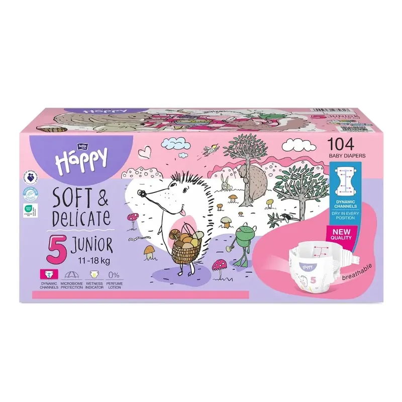 Bella Happy Soft & Delicate Windel BOX - JUNIOR Gr. 5 (11-18kg) - 104 Stück Top-Angebot
