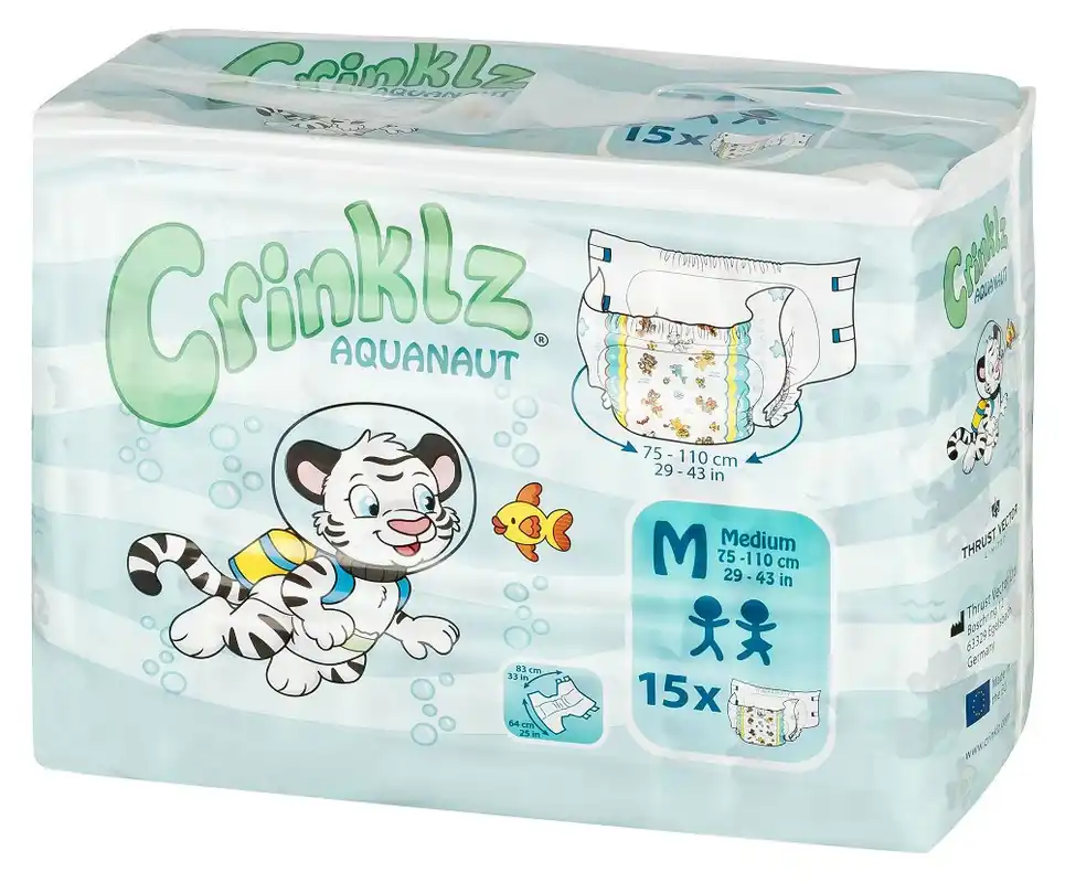 Meistverkauft Crinklz "Aquanaut" Windeln mit lustigen Taucher Motiven - Medium (M)