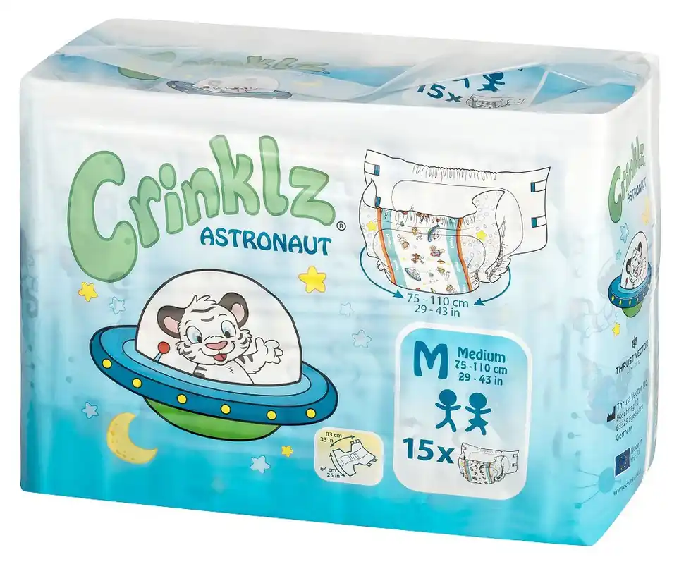 Crinklz "Astronaut" Windeln mit kindlichen Weltall Motiven - Medium (M) Preis Gesenkt