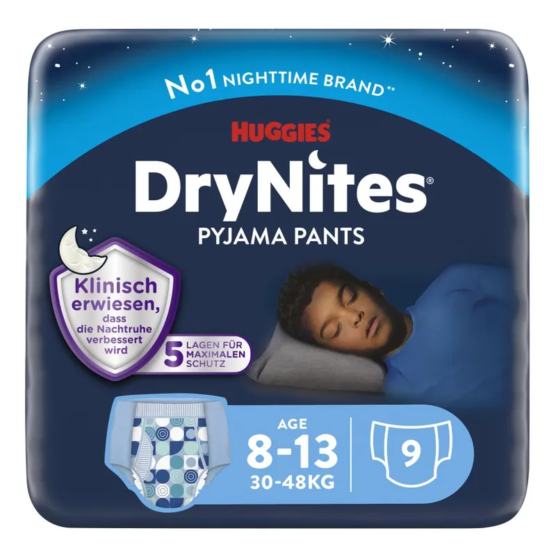 Begrenztes Angebot Huggies DryNites® Pyjama Pants für JUNGEN von 8-13 Jahre - 9 Stück Packung