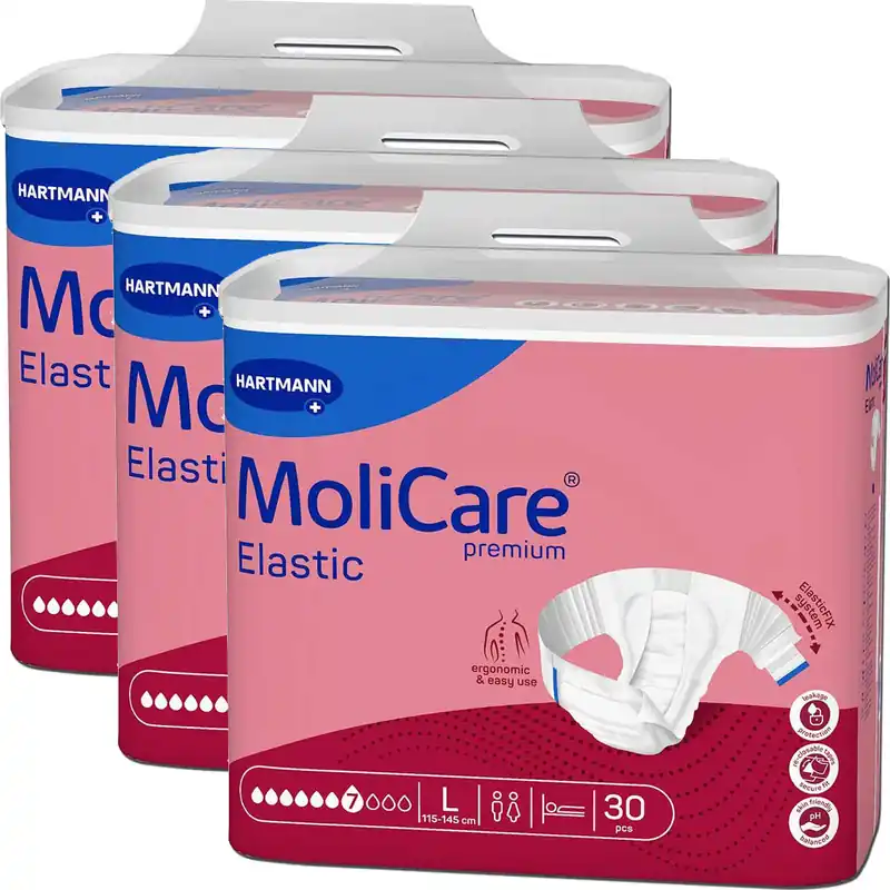 Schnäppchen HARTMANN MoliCare® Premium ELASTIC - 7 Tropfen - Gr. Large (L), Inkontinenzwindel - 90 Stück