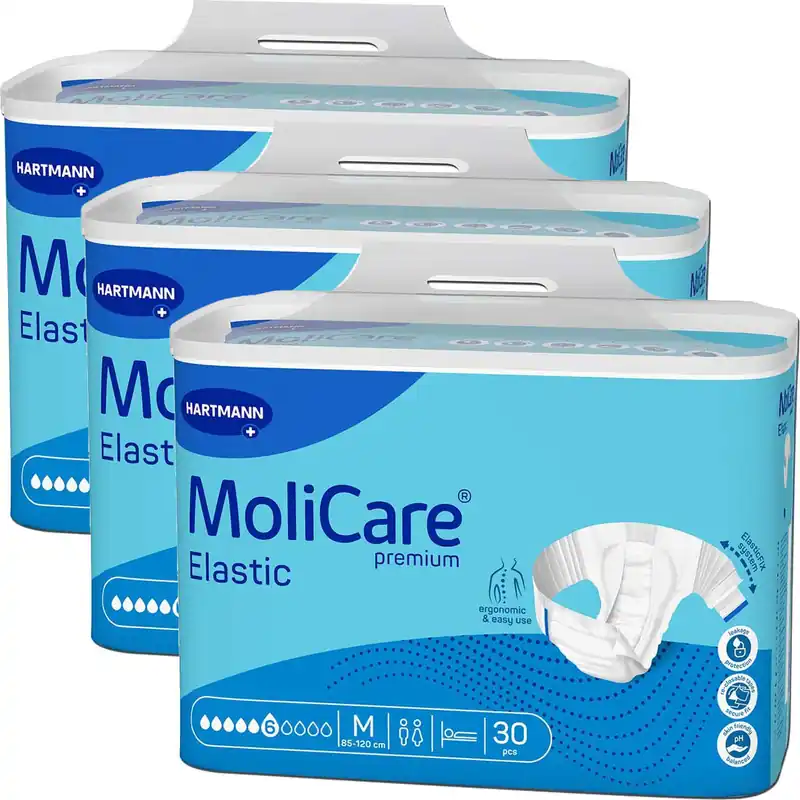 Bestpreis HARTMANN MoliCare® Premium ELASTIC - 6 Tropfen - Gr. Medium (M), Inkontinenzwindel - 90 Stück