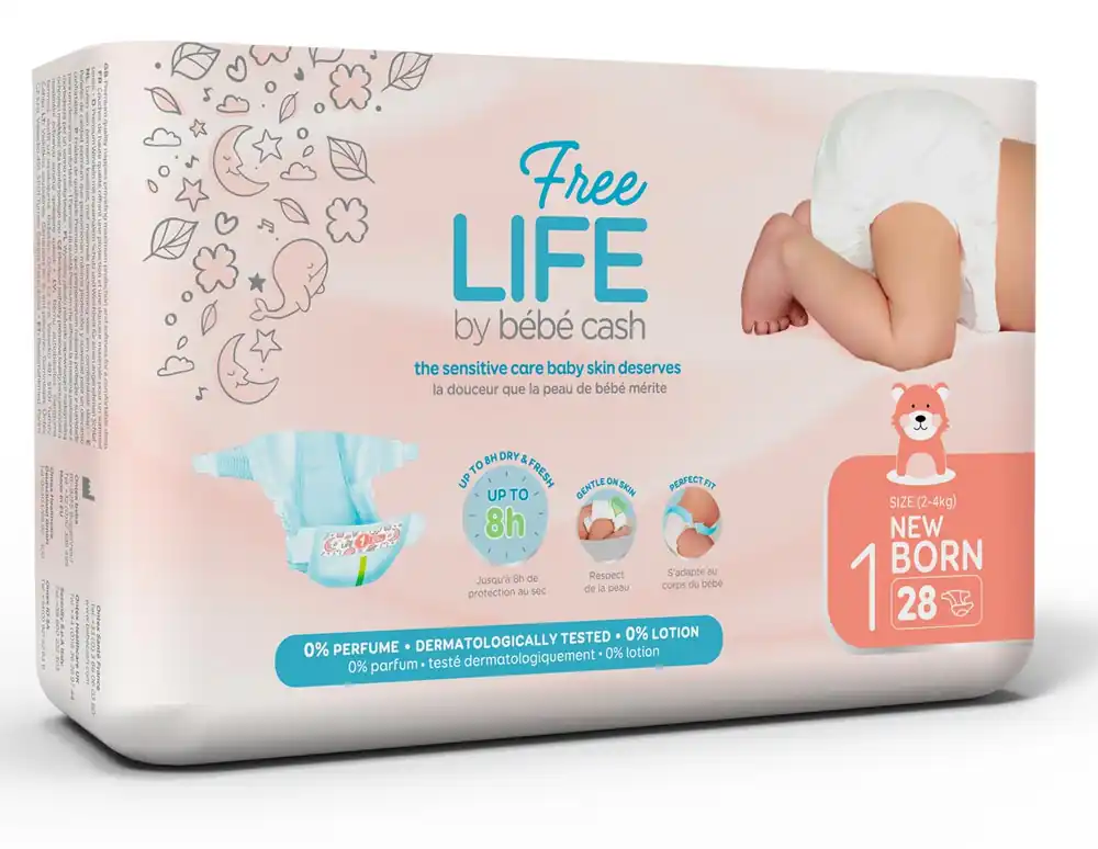 Expressversand BEBE CASH Freelife 1 - Babywindeln Gr. Newborn 2-4 kg - 28 St. Packung