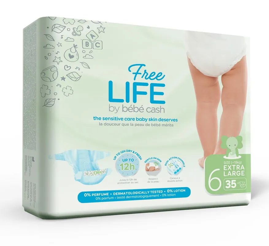 Sichere Zahlung BEBE CASH Freelife 6 - Kinderwindeln Gr. Extra Large (XL) 18+ kg - 35 St. Packung
