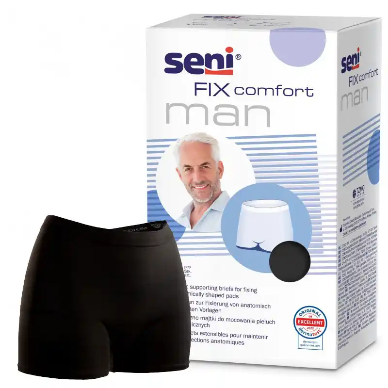 Abverkauf SENI FIX Comfort MAN - Fixierhosen in Schwarz für Männer - 2 Stück Pack - Large (L)
