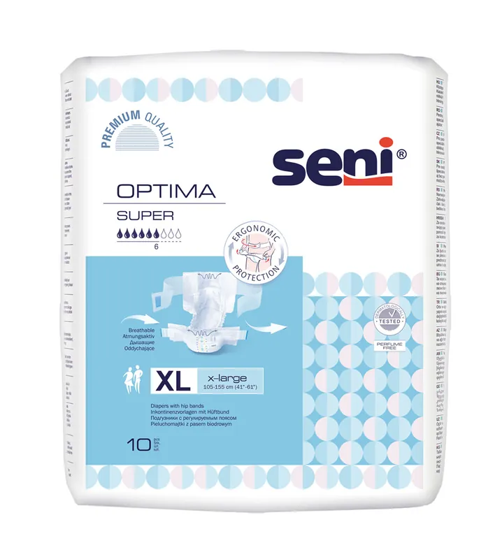 Top-Angebot SENI Optima SUPER - Vorlagen mit Hüftbund, Gr.4 EXTRA LARGE 10 St. Packung