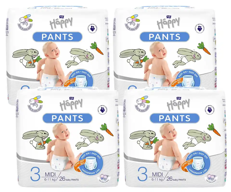 Bella Happy PANTS - Gr. 3 Midi 6-11kg - 4x26 St. Karton Begrenztes Angebot
