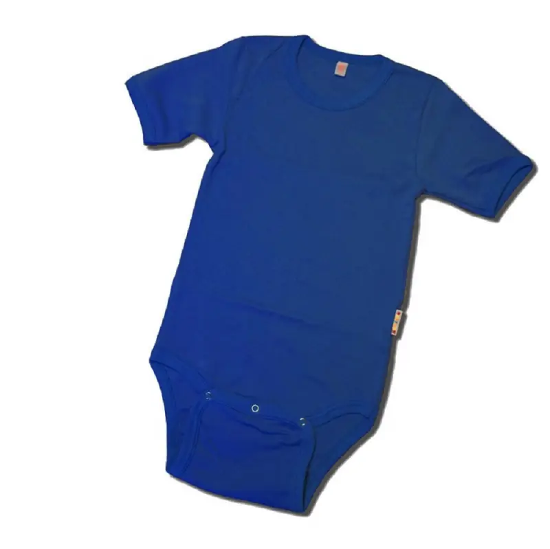 Billig Kinderbody mit kurzen Arm - Schritt knöpfbar - Farbe: BLAU 164