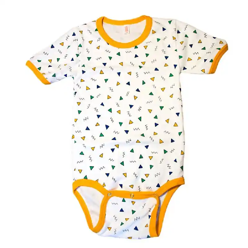 Kinderbody mit kurzen Arm - Schritt knöpfbar - Design "Funny Triangle" 176 Preisknaller
