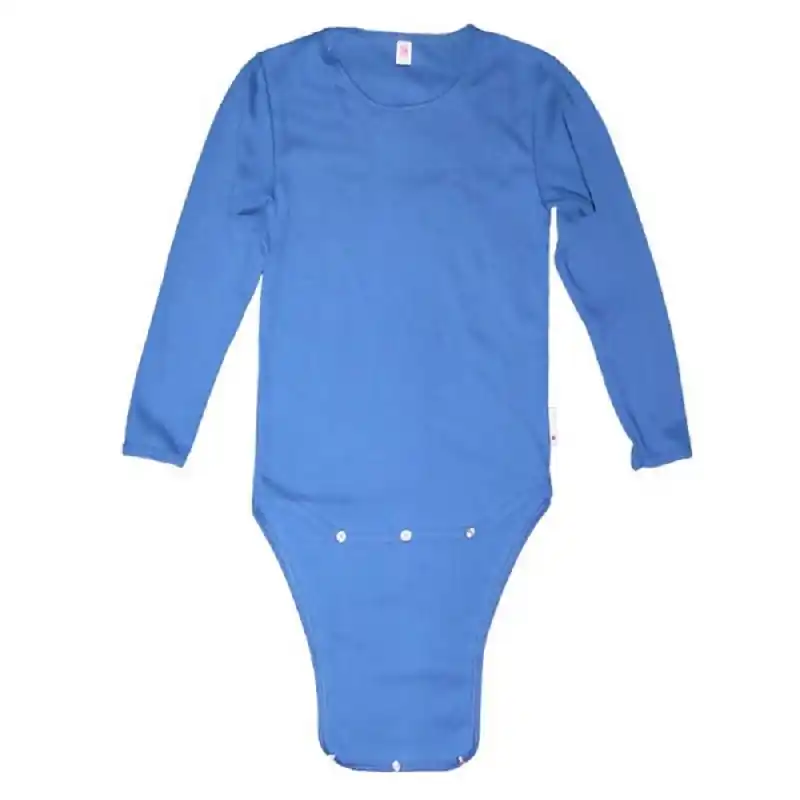 Kinderbody mit langem Arm - Schritt knöpfbar - Farbe: BLAU 176 Preis Gesenkt