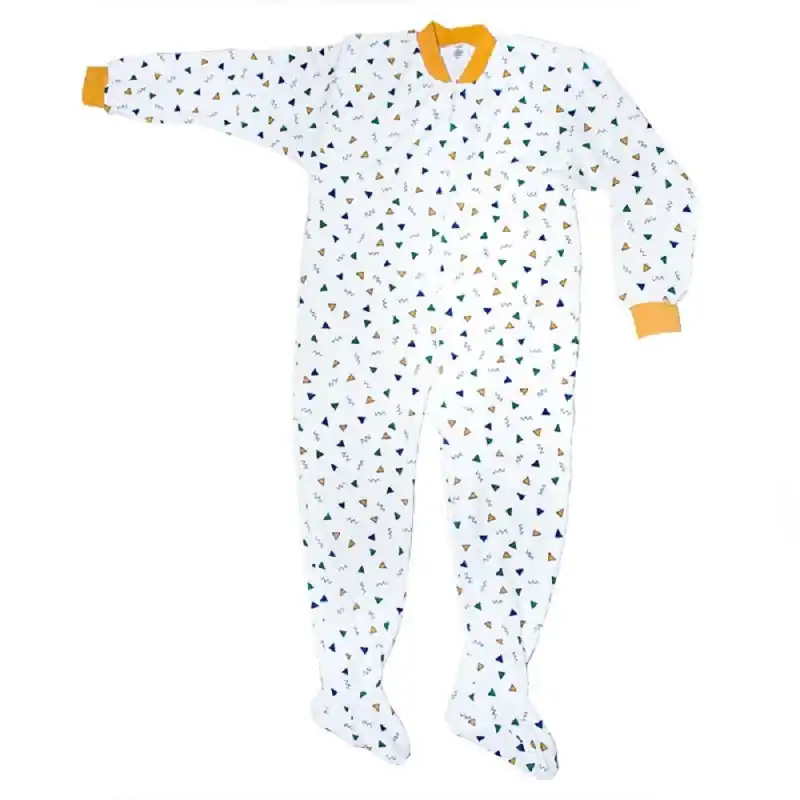 Frottee Kinderoverall - lang - mit Füße - Design "Funny Triangle" 176 Direkt Vom Hersteller