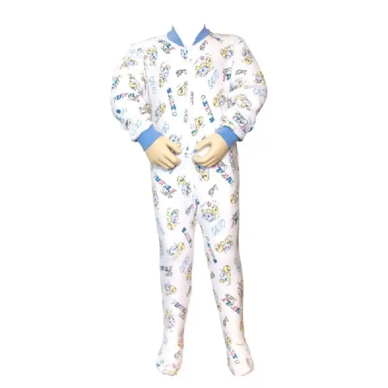 Super-Preis Frottee Kinderoverall - lang - mit Füße - Design "Turtle Salto" 176