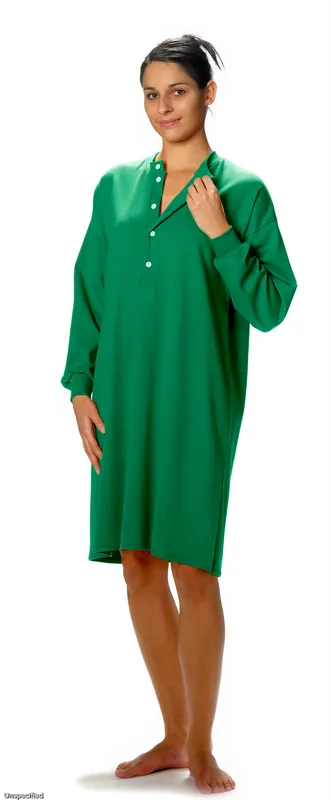 CAREWEAR Pflegehemd 8004, lange Ausführung für Damen und Herren mit Knopfverschluss L azur Solange Der Vorrat Reicht
