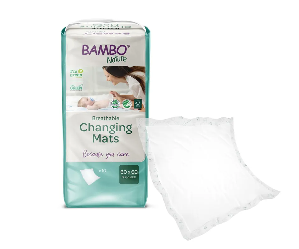 Bambo Nature - Kinder Wickelunterlage 60x60cm - 10 Stück Direktkauf