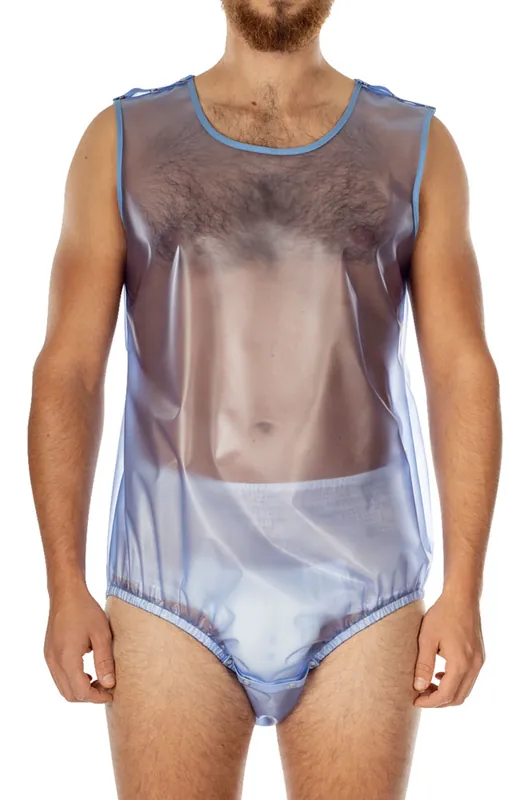 Suprima PVC Body - knöpfbar - No. 9614 M blau transparent Letzte Chance