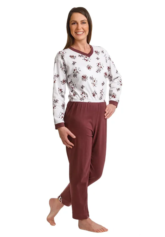 Suprima „Care Function“ Pflege-Schlafanzug - Motiv: Flower Aubergine - 4720 M Billig