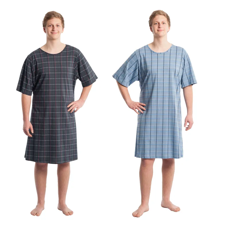 Suprima rückenoffenes Pflegehemd - für Männer, zum binden - 4079 karo blau XL/XXL Sale
