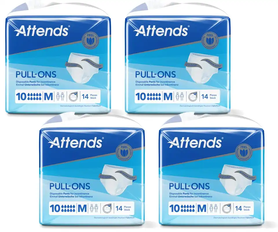 ATTENDS Pull-Ons 10 (Maxi) - saugstarke Pants - Medium (M) - 4x14 Stück Mega-Angebot