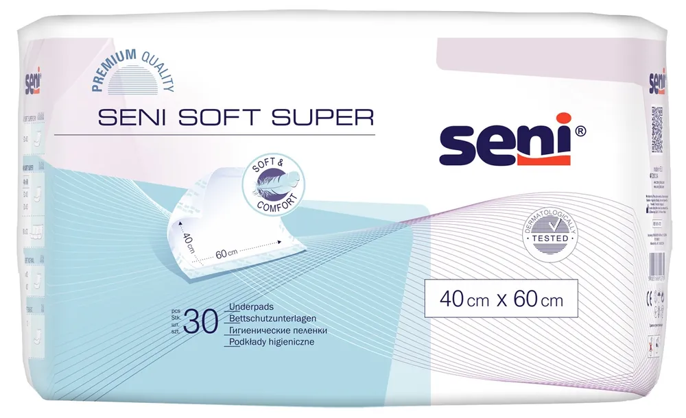 Online Kaufen SENI Soft SUPER - Bettschutzauflagen 40 x 60 cm Flocken - 30 Stück Packung