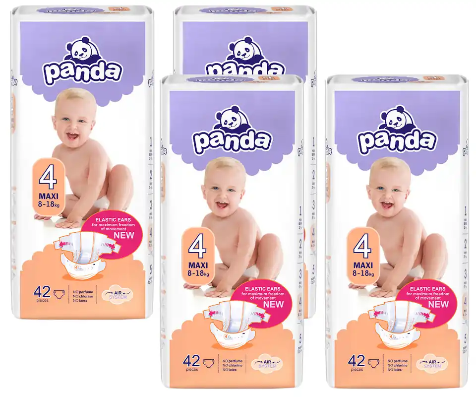 Panda Kinderwindeln Gr. 4 Maxi 8-18 kg - 4x42 St. Karton Preisreduziert