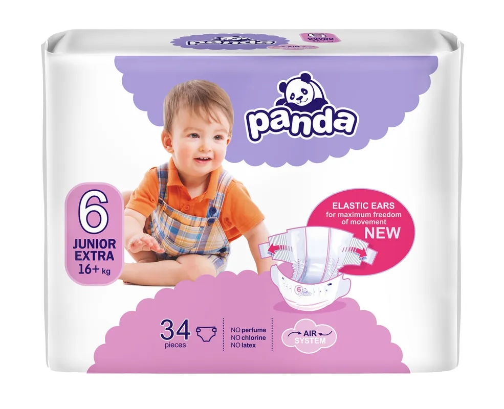 Neu Panda Kinderwindeln Gr. 6 Junior Extra 16+ kg - 34 Stück Pack