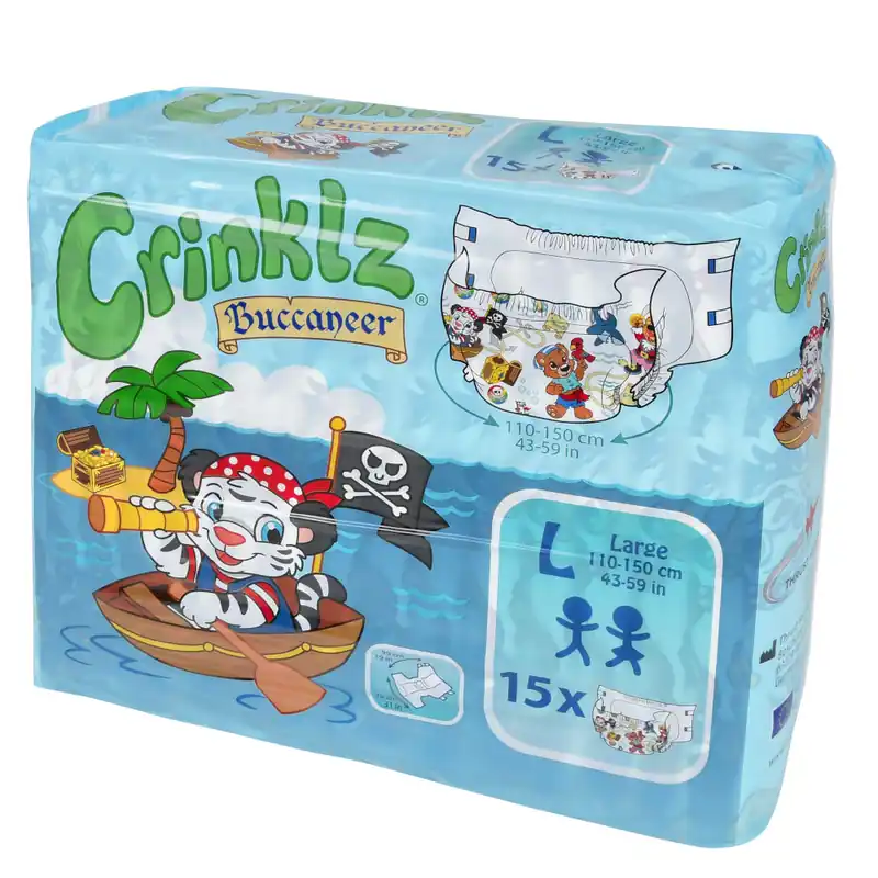 Finale Aktion Crinklz "Buccaneer" Windeln mit lustigen Piraten Motiven - Large (L)