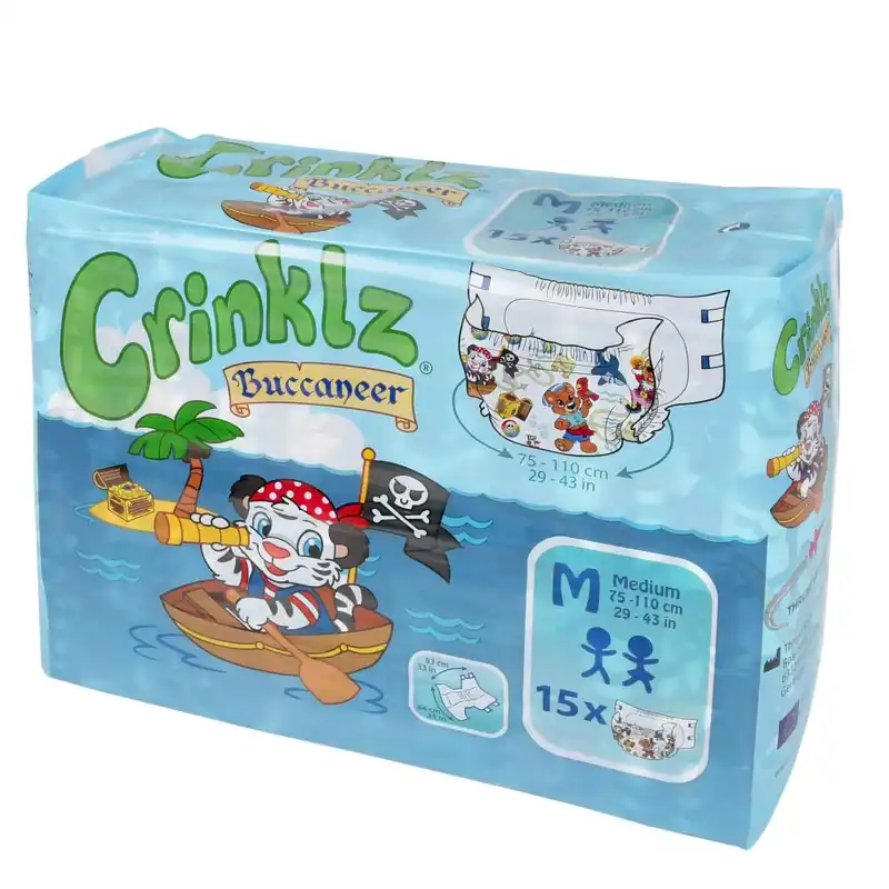 Top-Seller Crinklz "Buccaneer" Windeln mit lustigen Piraten Motiven - Medium (M)
