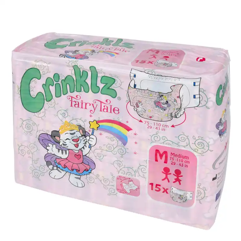Letzte Chance Crinklz "Fairy Tale" Windeln mit lustigen Traumland Motiven - Medium (M)