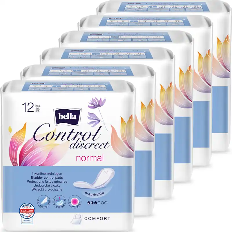 Bella Control Discreet - NORMAL - Hygieneeinlagen - 6x12 Stück Pack Geprüft