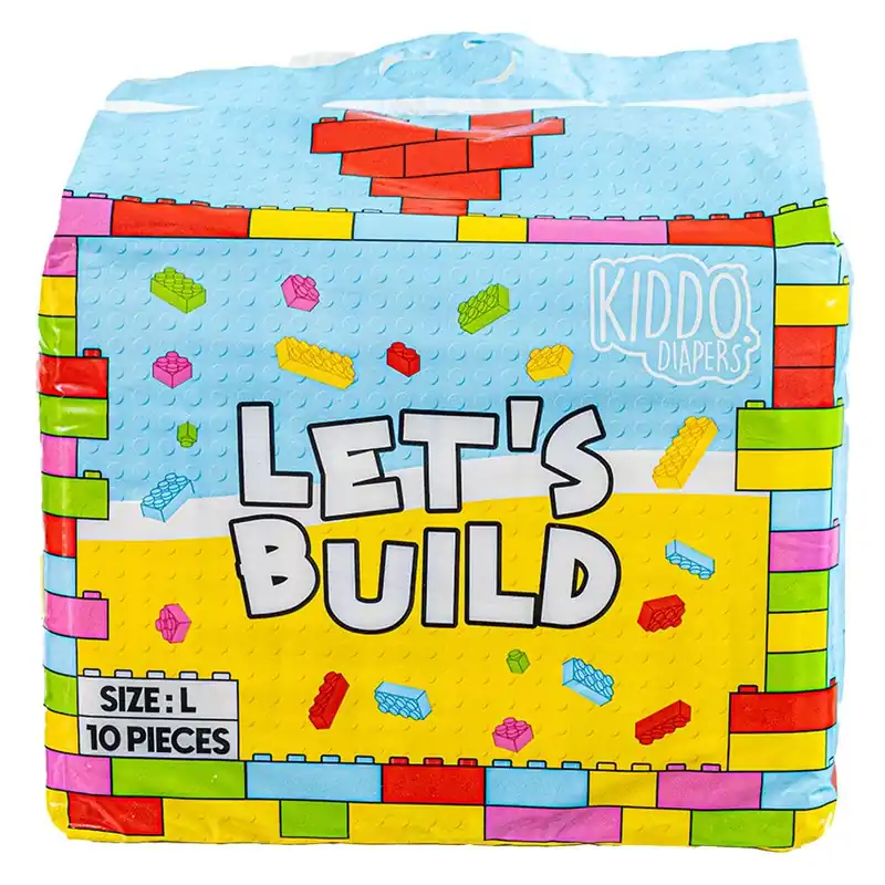 Kiddo Let's Build - bunte Plastikwindeln für Erwachsene - Gr. Large (L) Knallerangebot