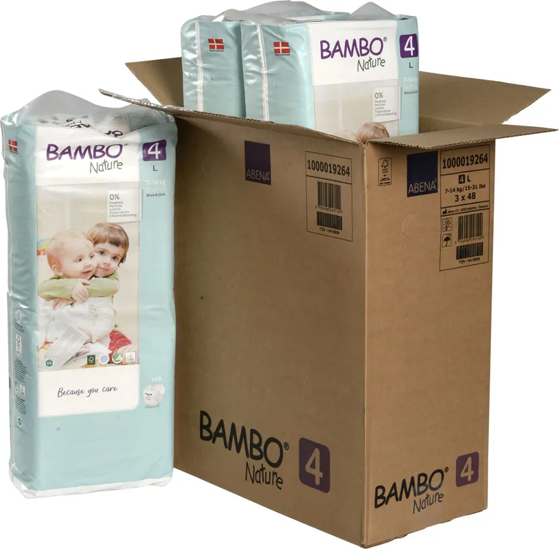 Bambo NATURE - Babywindeln Gr. 4 MAXI [L] 7-14kg - 144 Stück BIGPack Garantierte Lieferung