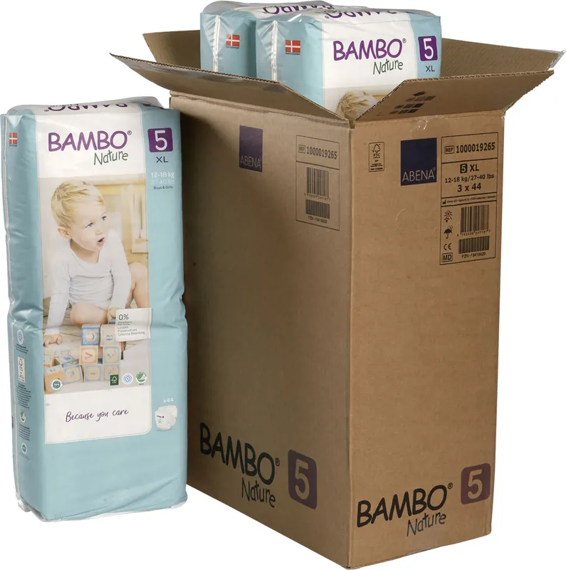 Expressversand Bambo NATURE - Babywindeln Gr. 5 JUNIOR [XL] 12-18kg - 132 Stück BIGPack