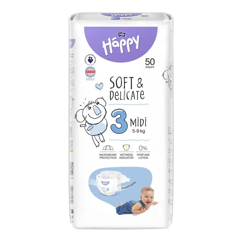 Bella Happy Babywindeln - Gr. 3 Midi 5-9 kg - 50 Stück Packung Bestpreis