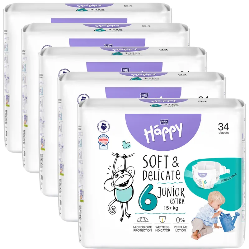 Bella Happy Kinderwindeln - Gr. 6 Junior EXTRA 15+ kg - (5x34) 170 Stück Karton Schneller Versand