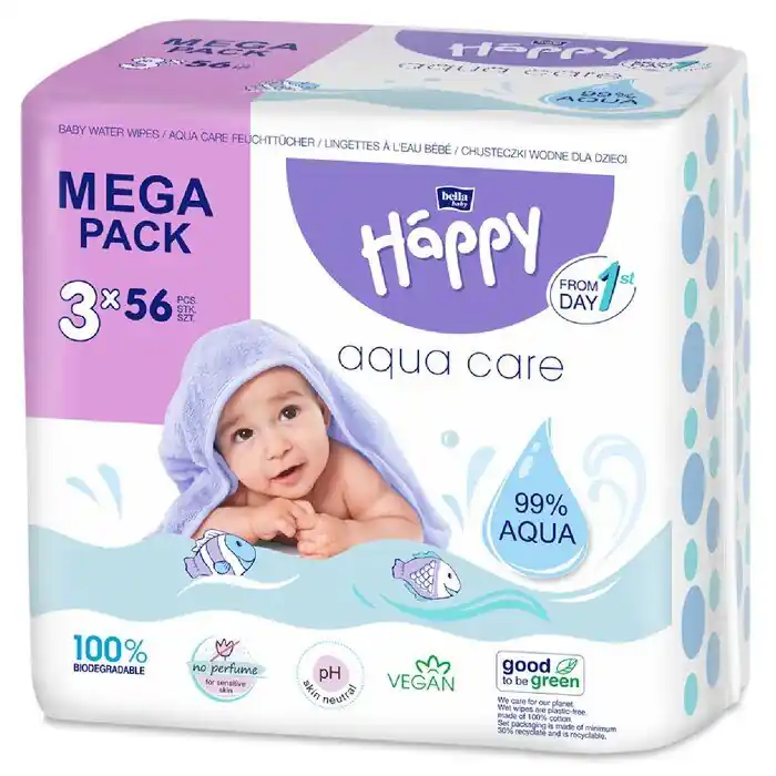 Bella Happy Feuchttücher Aqua Care 3er Pack (3x56 Stück) Preisknaller