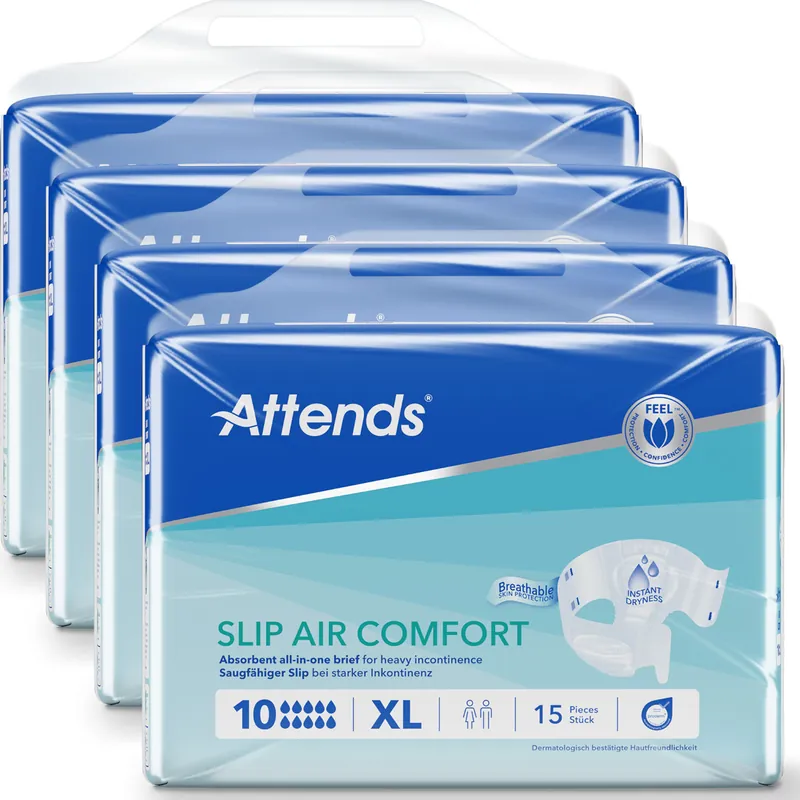 ATTENDS Slip AIR Comfort 10 - Extra Large (XL), Inkontinenzwindeln, 60 (4x15) Stück Sale